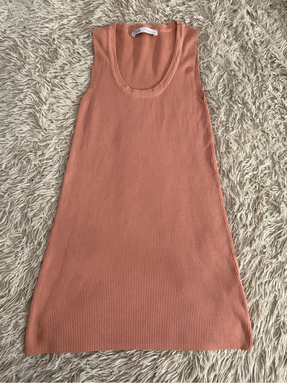 Zara Sleeveless Ribbed Mini Dress in Dusty Coral